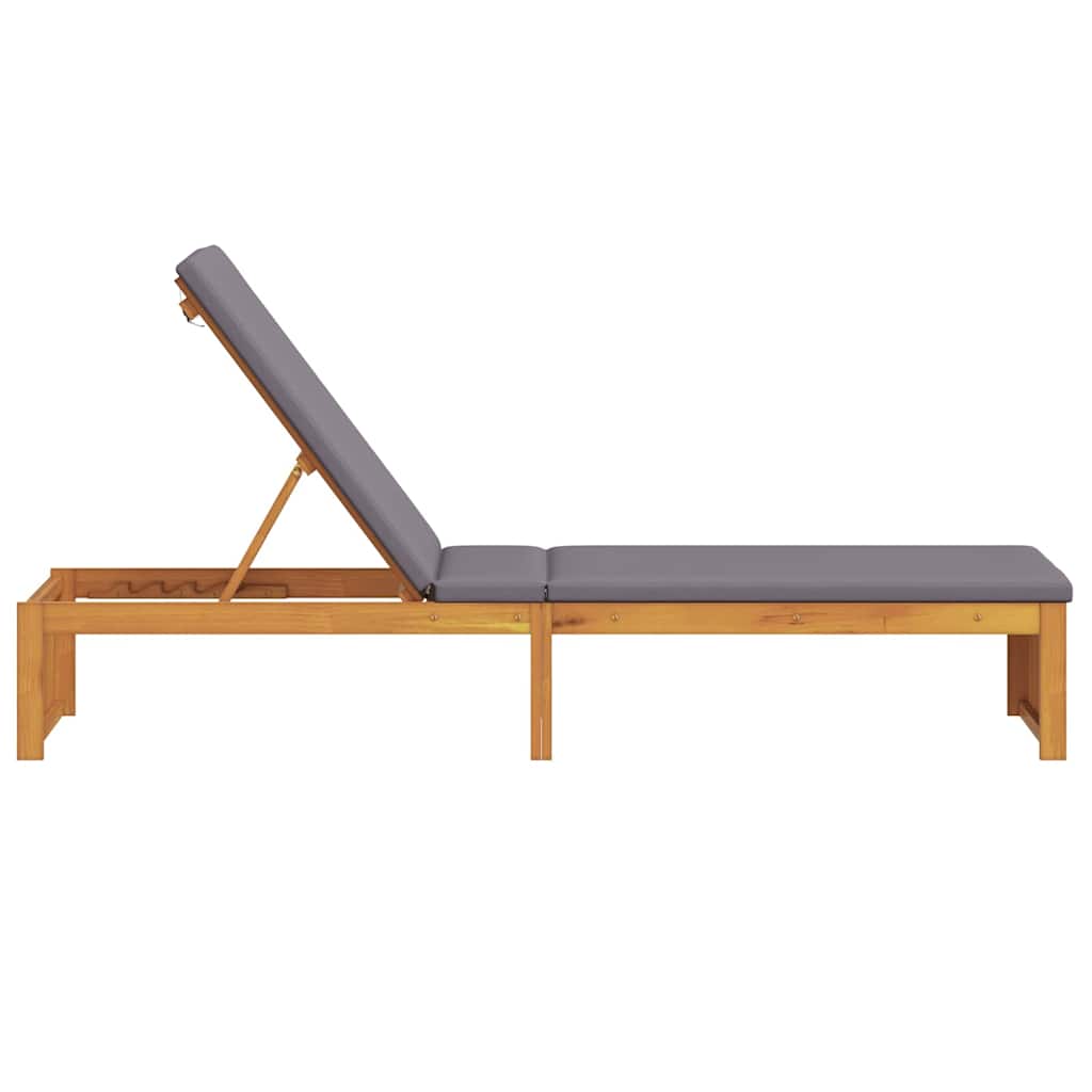 Sun Lounger Reclining Brown 200 x 55 x 94cm Solid Acacia wood